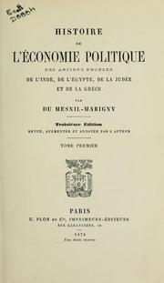 Front cover of Histoire de l'économie politique des anciens peuples de l'Inde, de l'Égypte, de la Judée et de la Grèce by Jules Du Mesnil-Marigny