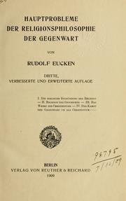 Front cover of Hauptprobleme der Religionsphilosophie der Gegenwart by Rudolf Eucken