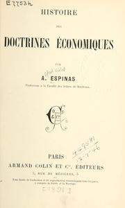 Front cover of Histoire des doctrines économiques by Alfred Victor Espinas
