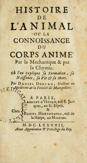 Front cover of Histoire de l'animal by Daniel Duncan