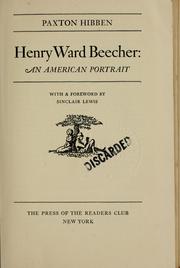 Cover of Henry Ward Beecher by Paxton Hibben