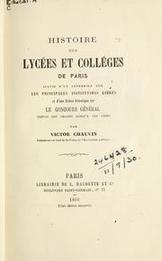 Front cover of Histoire des lycées et colléges de Paris by Victor Chauvin