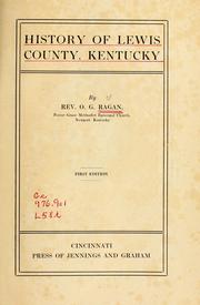 Front cover of History of Lewis County, Kentucky by O. G. Ragan