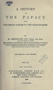 Front cover of A history of the Papacy from the Great Schism to the sack of Rome by Mandell Creighton