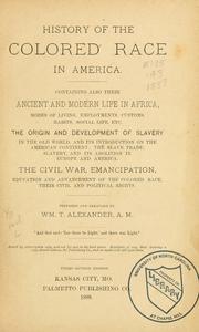 Front cover of History of the colored race in America by William T. Alexander