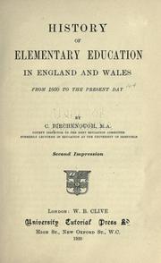 Front cover of History of elementary education in England and Wales from 1800 to the present day by Birchenough, Charles.