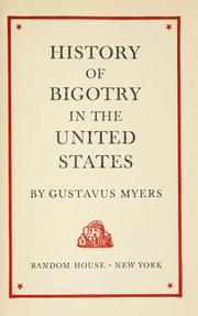 Cover of History of bigotry in the United States by Gustavus Myers
