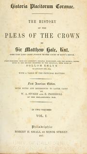 Front cover of Historia placitorum coronae by Sir Matthew Hale