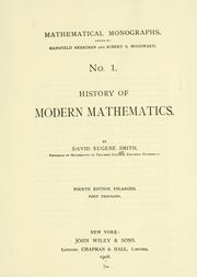Front cover of History of modern mathematics by David Eugene Smith