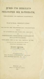 Front cover of Humes und Berkeleys Philosophie der Mathematik, vergleichend und kritisch dargestellt by Meyer, Eugen