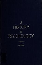 Front cover of A history of psychology by Erwin A. Esper