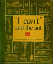 Front cover of "I can't" said the ant by Polly Cameron
