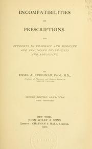 Front cover of Incompatibilities in prescriptions by Edsel A. Ruddiman