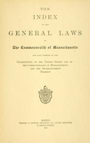 Front cover of The index to the General Laws of the Commonwealth of Massachusetts by Massachusetts