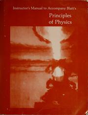 Front cover of Instructor's manual to accompany Blatt's, Principles of physics by Unknown