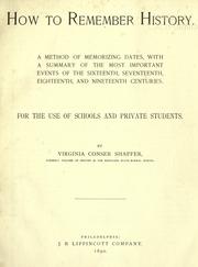 Front cover of How to remember history by Virginia Conser Shaffer