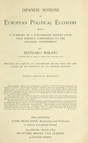 Cover of Japanese notions of European political economy by Tentearo Mekato