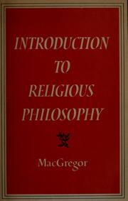 Front cover of Introduction to religious philosophy by Geddes MacGregor