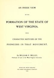 Front cover of An inside view of the formation of the state of West Virginia by William P. Willey