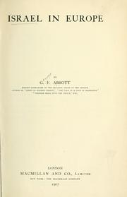 Front cover of Israel in Europe by G. F. Abbott