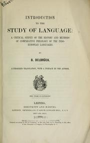 Front cover of Introduction to the study of language by Berthold Delbrück