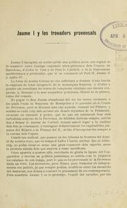 Front cover of Jaume I y los trovadors provensals by Lluís Nicolau dʼOlwer