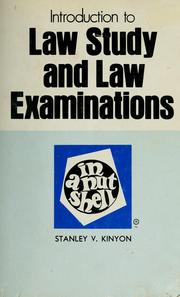 Front cover of Introduction to law study and law examinations in a nutshell by Stanley V. Kinyon