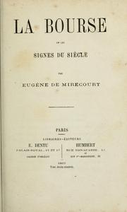Front cover of La bourse et les signes du siècle by Eugène de Mirecourt
