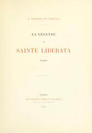 Cover of La légende de Sainte Liberata, poème by André-Ferdinand Hérold‏