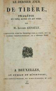 Front cover of Le dernier jour de Tibère by Lucien Émile Arnault
