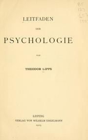 Front cover of Leitfaden der Psychologie by Theodor Lipps