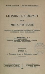 Front cover of Le point de départ de la métaphysique by Joseph Maréchal