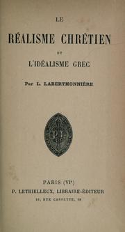 Front cover of Le réalisme chrétien et l'idéalisme grec .. by Lucien Laberthonnière
