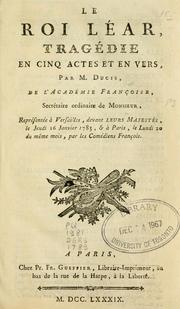 Front cover of Le roi Léar by Jean-François Ducis