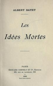 Front cover of Les idées mortes by Albert Bayet