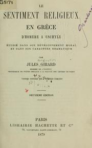 Front cover of Le sentiment religieux en Grèce d'Homère à Eschyle by Jules Augustin Girard