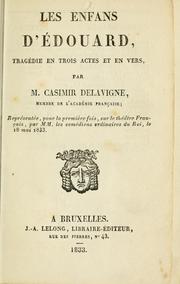 Cover of Les enfans d'Édouard, tragédie en trois et en vers by Casimir Delavigne