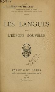 Front cover of Les langues dans l'Europe nouvelle by Antoine Meillet