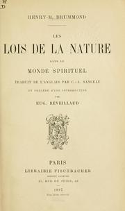 Front cover of Les lois de la nature dans le monde spirituel by Henry Drummond