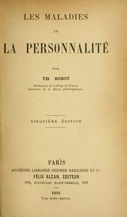 Front cover of Les maladies de la personnalité by Théodule Armand Ribot