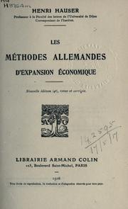 Front cover of Les méthodes allemandes d'expansion économique by Hauser, Henri