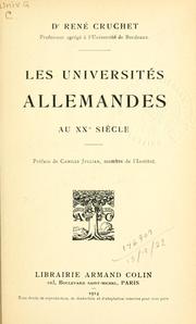 Front cover of Les universités Allemandes au XXe siècle by René Cruchet
