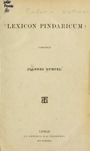 Front cover of Lexicon Pindaricum by Johannes Rumpel