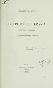 Front cover of La critica letteraria by Benedetto Croce