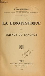 Cover of La linguistique, ou science du langage by J. Marouzeau