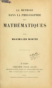 Front cover of La méthode dans la philosophie des mathématiques by Maximilien Winter
