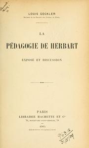 Front cover of La pédagogie de Herbart by Louis Gockler