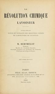 Front cover of La révolution chimique: Lavoisier by M. Berthelot