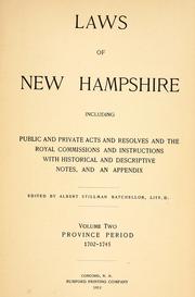 Front cover of Laws of New Hampshire by New Hampshire. Secretary of State