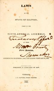 Front cover of Laws of the state of Illinois by Illinois